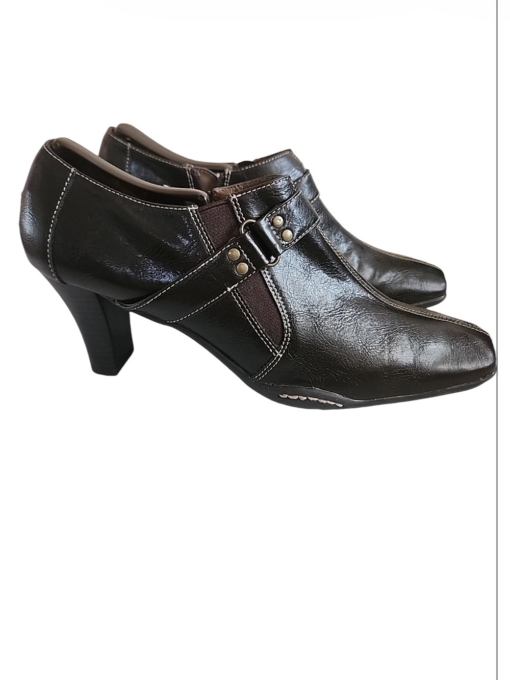 Y2K AEROSOLE  Women's Brown Leather Ankle Boots SZ 7.5  Strap Shooties Shoes